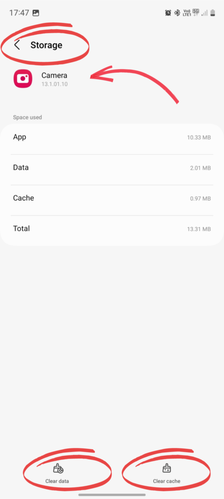 Clear Cache of Camera App