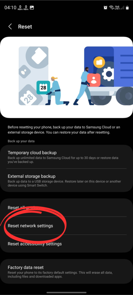 Reset Network Setting