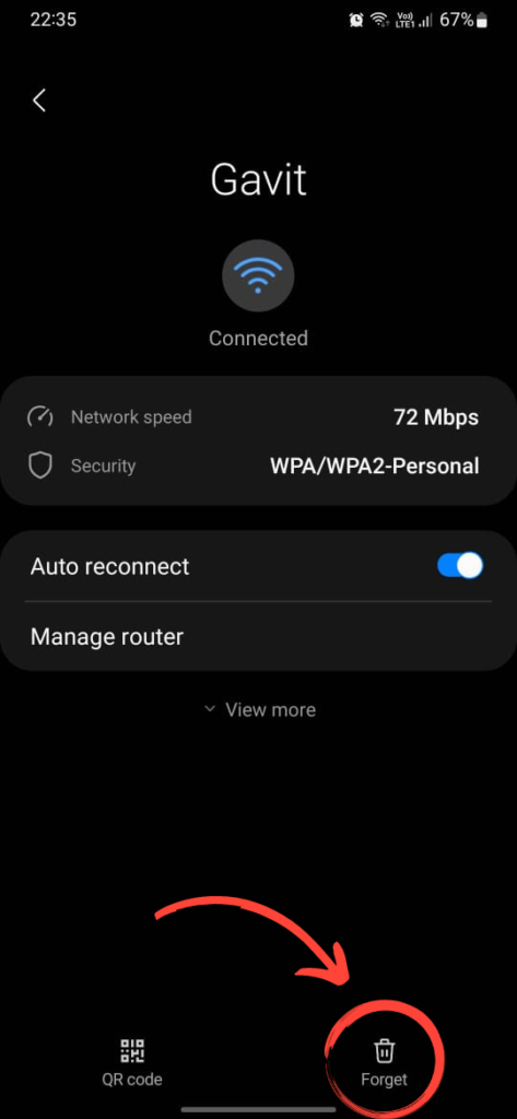 To Forget WiFi Network, Tap on Forgot