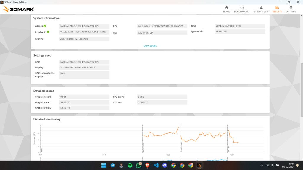 System Info and Detailed Score