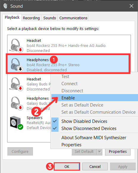 Enable Headphones