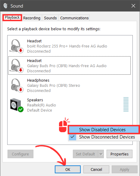 Show Disable Device